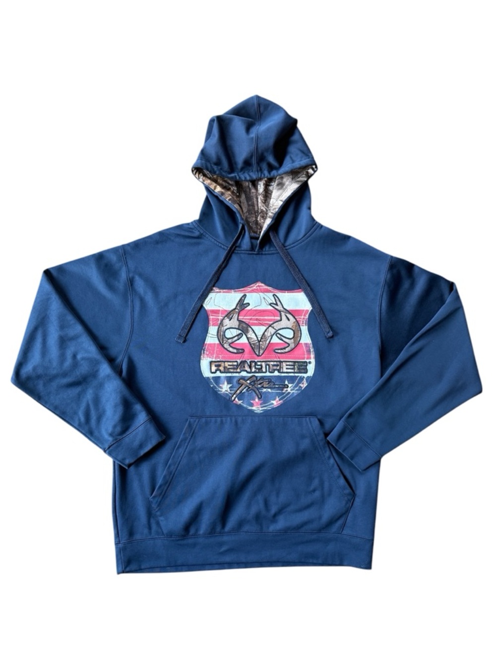 Realtree Navy American Flag Themed Camo & Fleece Lined Hoodie